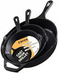 EWFEN Cast Iron Skillet 3-Piece Set, Heavy-Duty Professional