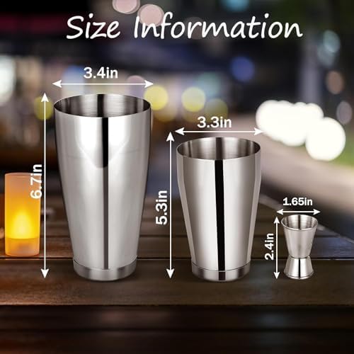 Mwellewm Cocktail Shaker Set Bartender Kit, 12 Pcs Boston Drink Shaker