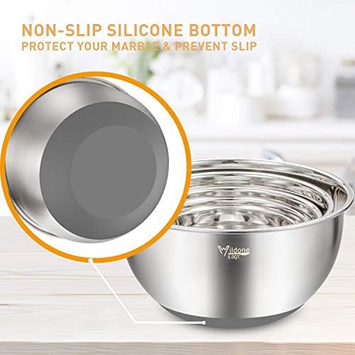 Wildone Mixing Bowls with Airtight Lids Set, 5PCS Stainless Steel