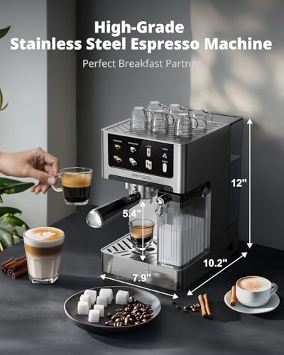 AIRMSEN 20 Bar Espresso Machine, Stainless Steel