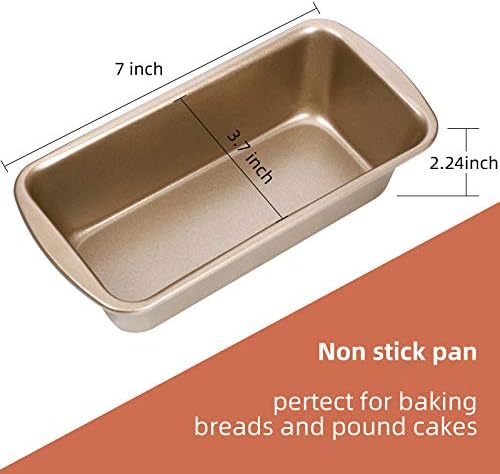 Patelai 4 Pack Small Loaf Pans for Baking Bread(Gold,7.7 x 3.7 In)