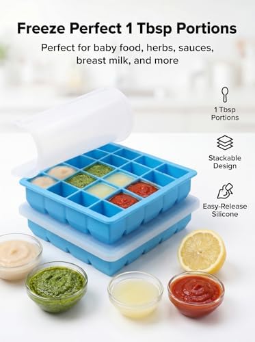 6 Pack 1 Tbsp Silicone Freezer Molds with Lids, Garlic Freezer Tray