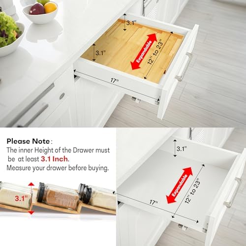Bamboo Spice Drawer Organizer, 4-Tier Rack