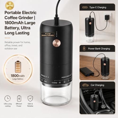 Portable Electric Burr Coffee Bean Grinder