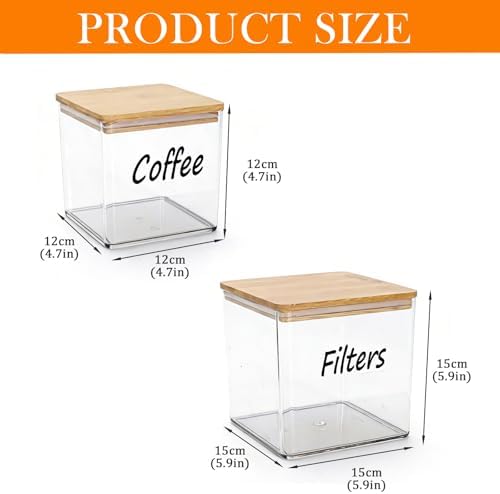 Coffee Bar Organizer Set, 2 Pack Clear PET Coffee Filter Holder and