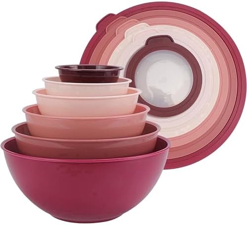 12 Piece Mixing Bowls with Lids Set BPA Free Plastic Nesting Bowls for