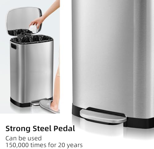 KdbK 13 Gallon Stainless Steel Kitchen Trash Can