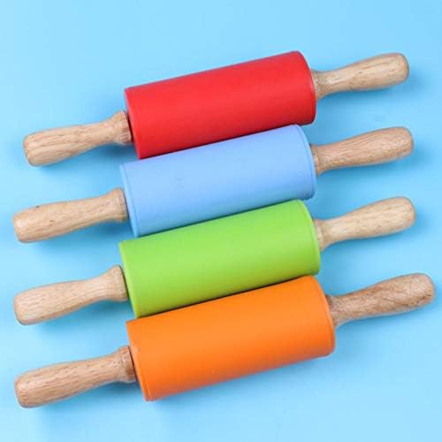 Mini Pin Rolling for Silicone with Wooden Handle Dough Baking