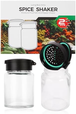 Glass Salt and Pepper Shakers Set of 2, Moisture Proof Salt Shakers