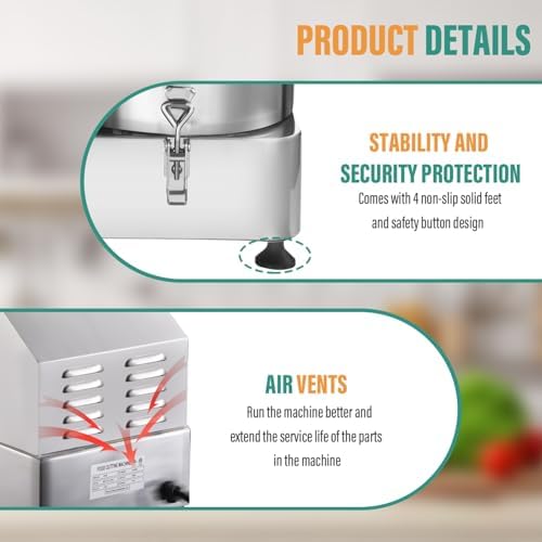 1800W Stainless Steel Food Processor, 6L Commercial Capacity
