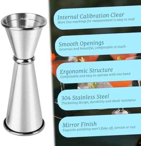 2 Pack Jigger for Bartending, 304 Stainless Steel Double Cocktail