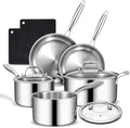 3 Ply Stainless Steel Cookware Set, AIVIKI 10-Pieces Pots and Pans