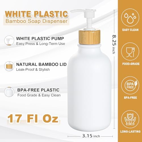 KASUNTING White Soap Dispenser Set, 2 Pack, 17 Fl Oz
