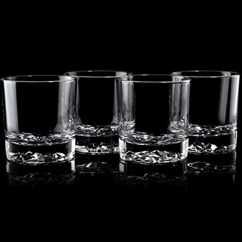 Whiskey Glasses Set of 4 with Brilliant Mountain Imprint | Bar Glasses