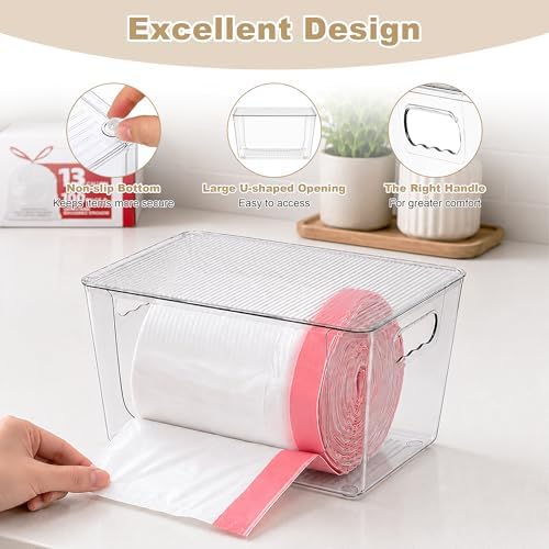 Soddeph Stackable Trash Bag Dispenser with Clear Lid Multi-Use