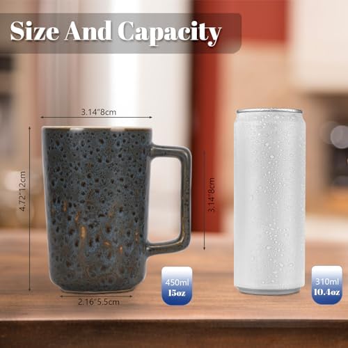 QUTREY Coffee Mugs Set of 4, Large Ceramic Coffee Mugs with Handle