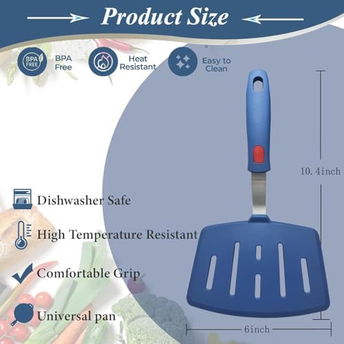 Tenta Kitchen Wide Silicone Spatula for more than 12" Non Stick Frying