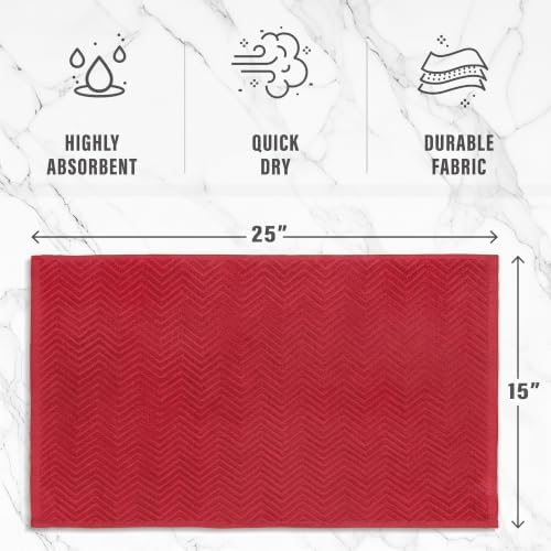 DecorRack 100% Cotton Kitchen Towels 15x25 in, Red Set (Pack of 4)