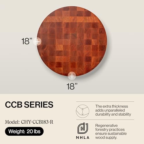 John Boos Round Cherry Cutting Board, 18" x 18" x 3"