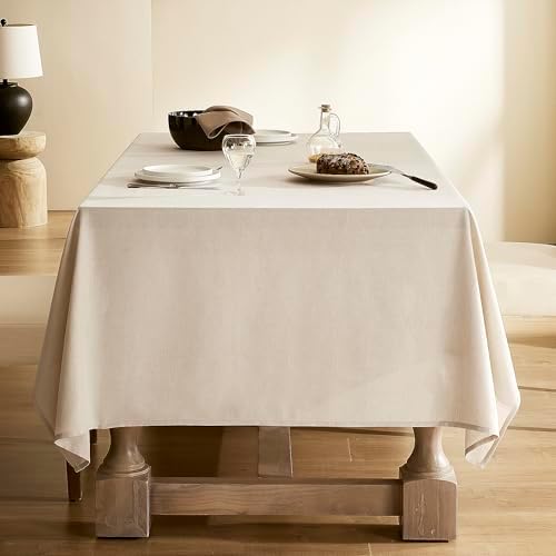 Beige Fabric Table Cloth for Dining Table Linen Farmhouse Rustic