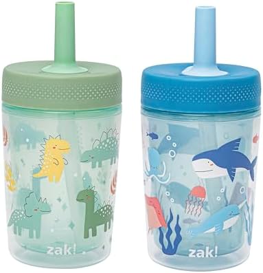 Zak Designs Dino and Bubble Bay Capri 9oz Leak-Proof Toddler Cups