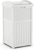 Suncast Outdoor Trash Can with Lid, 30 Gallon, White