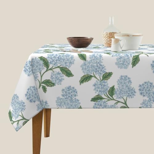 Blue Hydrangea Floral Square Tablecloth 54 Inch