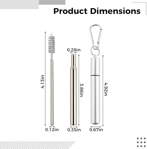 Telescopic Reusable Straws Set, Travel Drinking Straws With Keychain