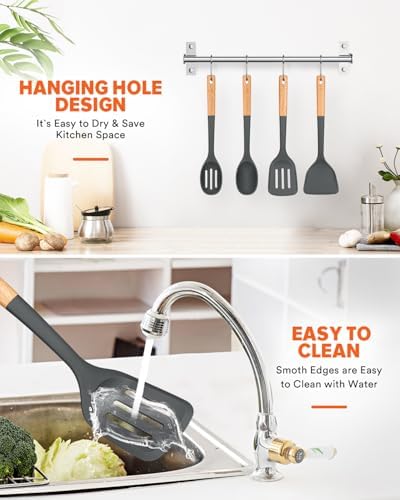Badiano Silicone Cooking Utensils Set, Grey