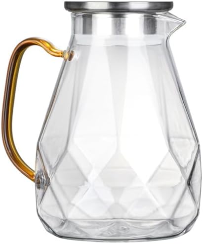 Glass Water Pitcher with Lid 1500ml, Heat Resistant for Restaurant