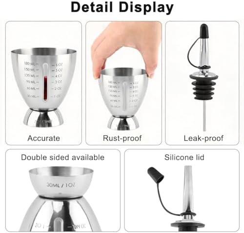 Cocktail Measuring Jigger Set, Shot Measure Double Jigger 1 oz 6 oz