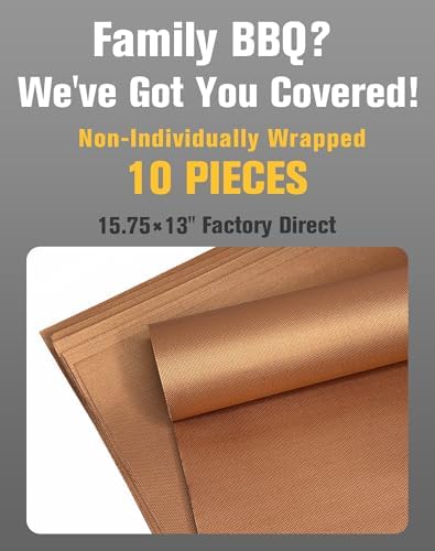 Copper Grill Mats for Outdoor Grill (10 Pack) Non-Stick Reusable