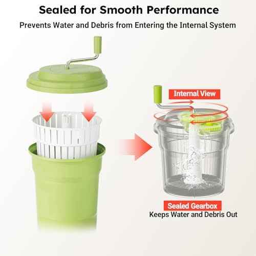 Commercial Salad Spinner, 5 Gallon (20QT) Large Capacity Vegetable Dryer with Built-in Drain Hose, Ergonomic Aluminum Handle, Sealed Gearbox, Efficiently Dries Up to 6–8 Heads of Lettuce