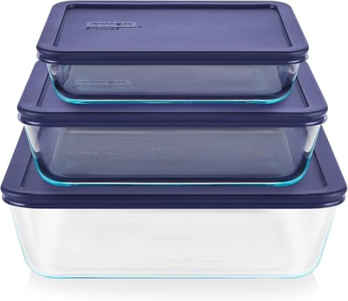 Pyrex Simply Store Rectangular Glass Food Containers, 3-Pack