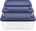 Pyrex Simply Store Rectangular Glass Food Containers, 3-Pack
