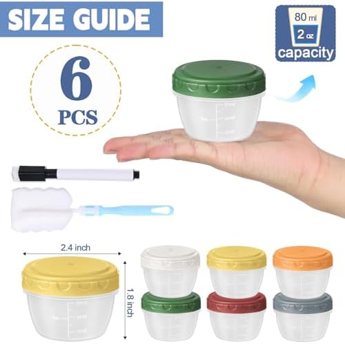 Yomarket 6pcs 2 oz Salad Dressing Container, Reusable Condiment