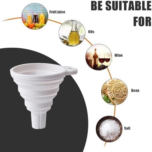 4 Pcs Collapsible Funnel Food Grade Soft Flexible Foldable Silicone