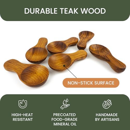 Teak Wood Spice Spoons, Set of 6