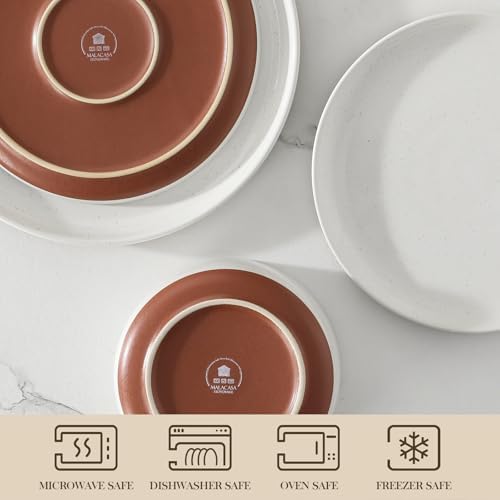 MALACASA Plates and Bowls Sets, 12 Pieces Modern Stoneware Dinnerware
