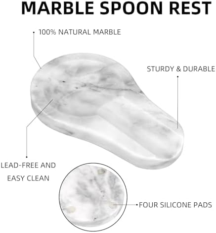 Marble Spoon Rest, Light Grey, 4 * 6.5