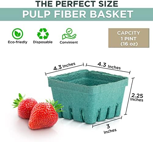 FMP Brands 44 Pack Pint Green Molded Pulp Fiber Berry Basket Produce