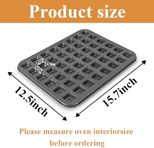 2 Pack 48 Cavity Mini Square Muffin Pan - Non-Stick Carbon Steel