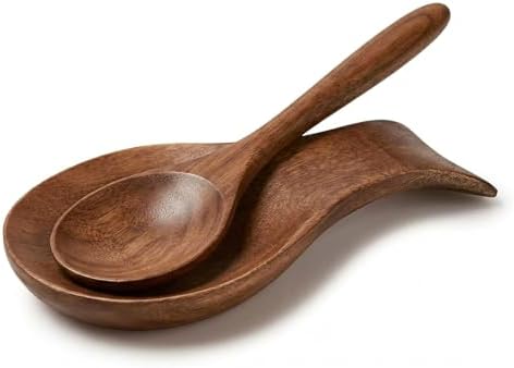 Wood Spoon Rest for Stove Top, Bamboo Spoon Holder for Kitchen