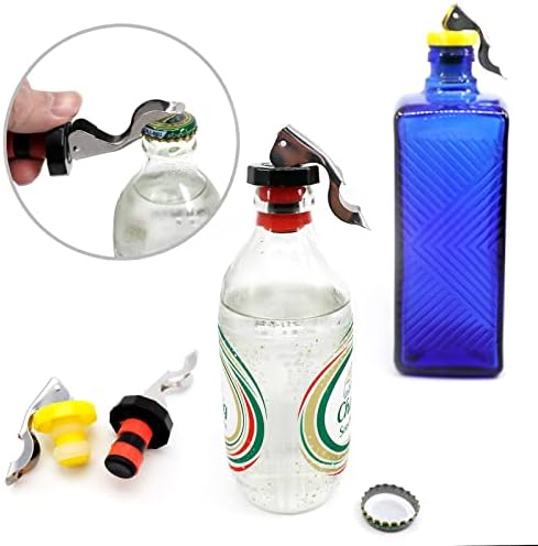 6-Pack Silicone Bottle Stoppers with Lever Seal for Wine & Glass