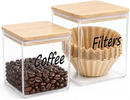 Coffee Bar Organizer Set, 2 Pack Clear PET Coffee Filter Holder and