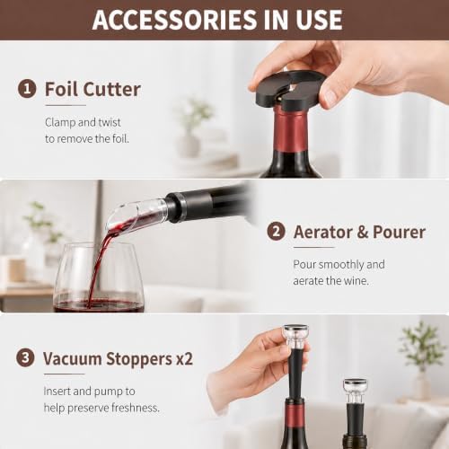 Electric Wine Opener, Rechargeable Automatic Wine Bottle Opener Set