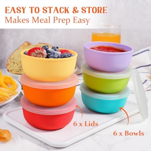 Webake 3.5" Silicone Pinch Bowls for Cooking Prep, 4oz Small Dipping