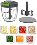 Ibergrif Manual Food Processor Vegetable Chopper, Portable Onion Chopper Garlic Mincer with Hand Pull String Cutter for for Veggies, Ginger, Egg, Fruits, Nuts, Herbs, 900ml, for Kitchen, Camping, RV