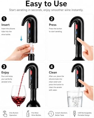 Hotool Electric Wine Aerator, Automatic Wine Dispenser Pump, Wine