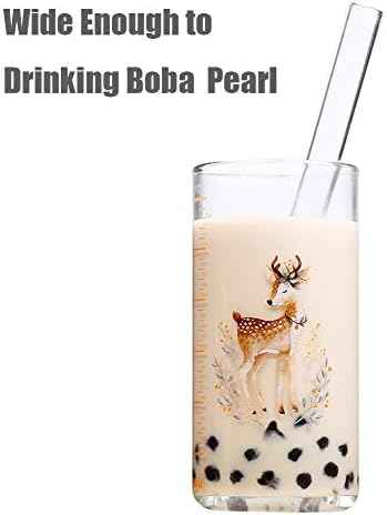 ALINK Reusable Glass Boba Straws, 14mm Extra Wide Clear Smoothie